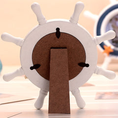 Handcrafted Wooden Helmsman Photo Frame Desktop Decoration