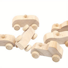 6pcs Wooden Car Truck DIY Graffiti Kit Creative Set