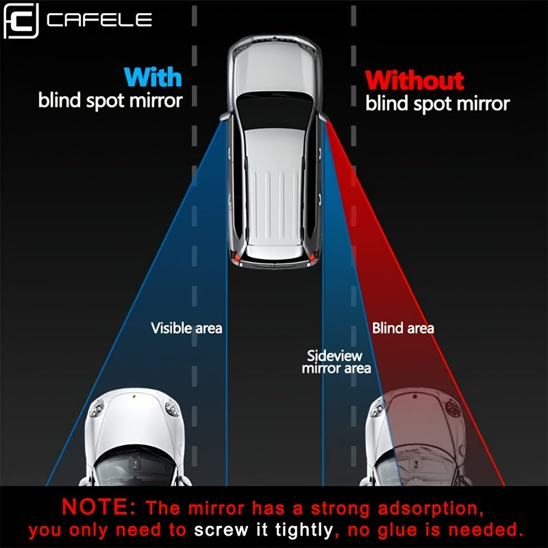 2Pcs Blind Spot Car Mirrors 2 Inch HD Glass Convex 360 Wide Angle Mirror