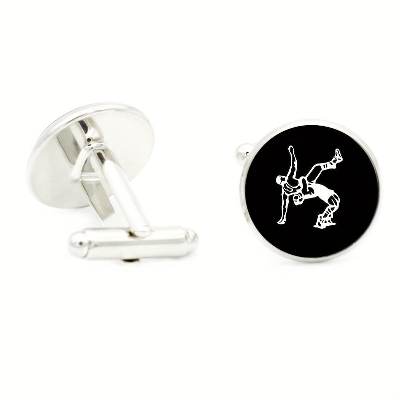 Men's Wrestling Cufflinks Sports Metal Cuff Links