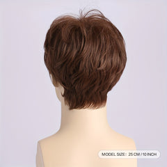 Men's Brown Short Curly Wig Daily Wear Headgear
