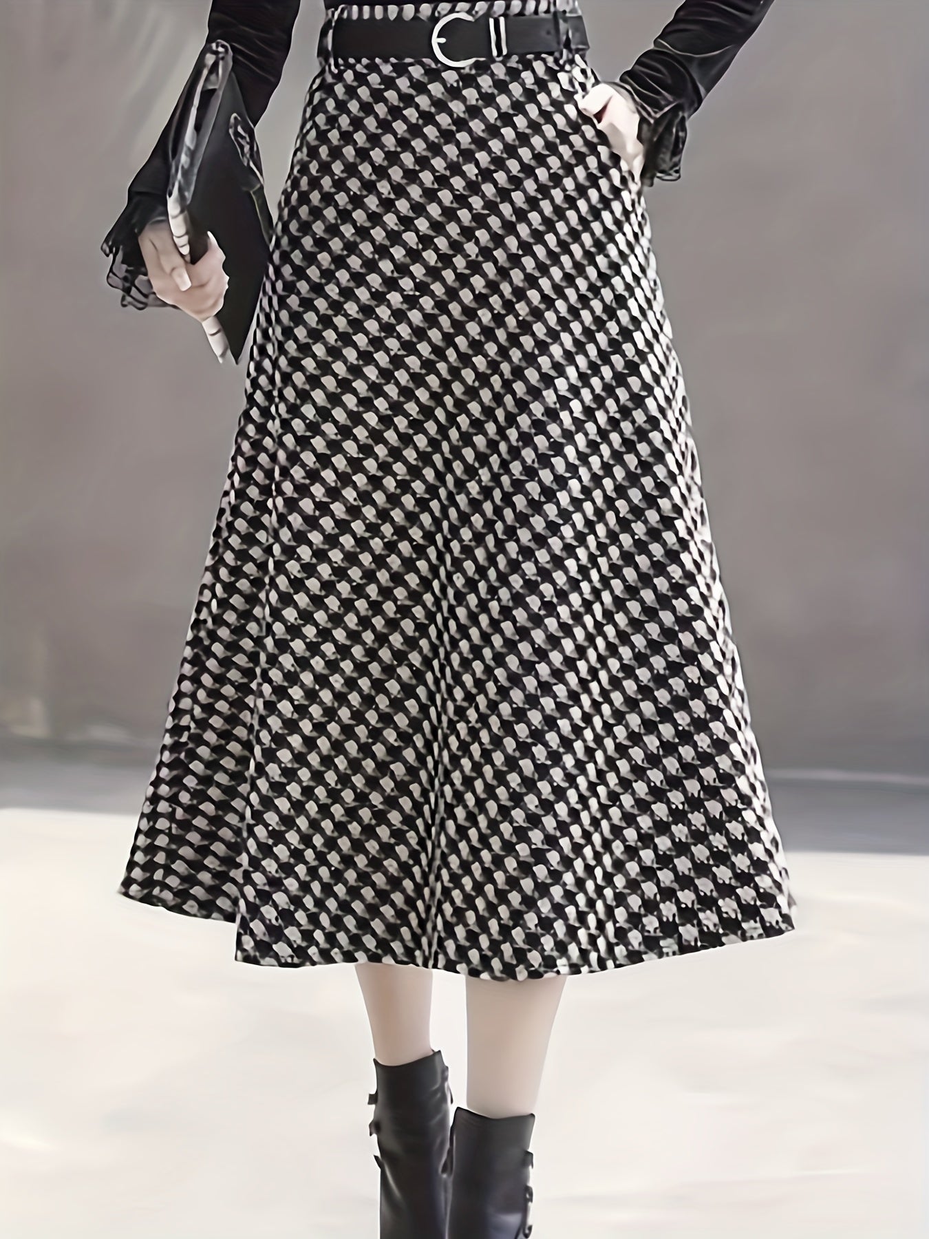  Allover Print High Rise A-line Maxi Skirt With Pockets