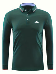 Men's Vintage Polo Shirt Casual Slightly Stretch Lapel Button Up Polo Shirt