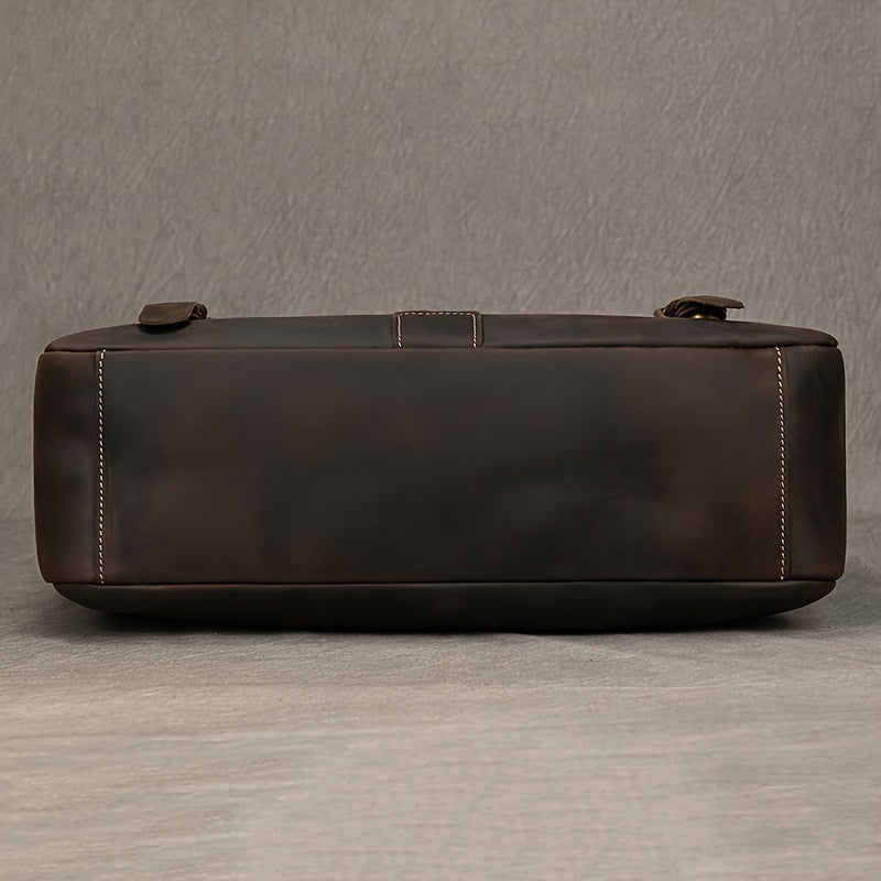 Leather Laptop Briefcase Cowhide Satchel Bag Father's Gift