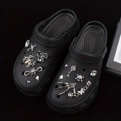 Dark Punk Hole Shoe Accessories Rhinestone Spider Shoe Flower Accessories