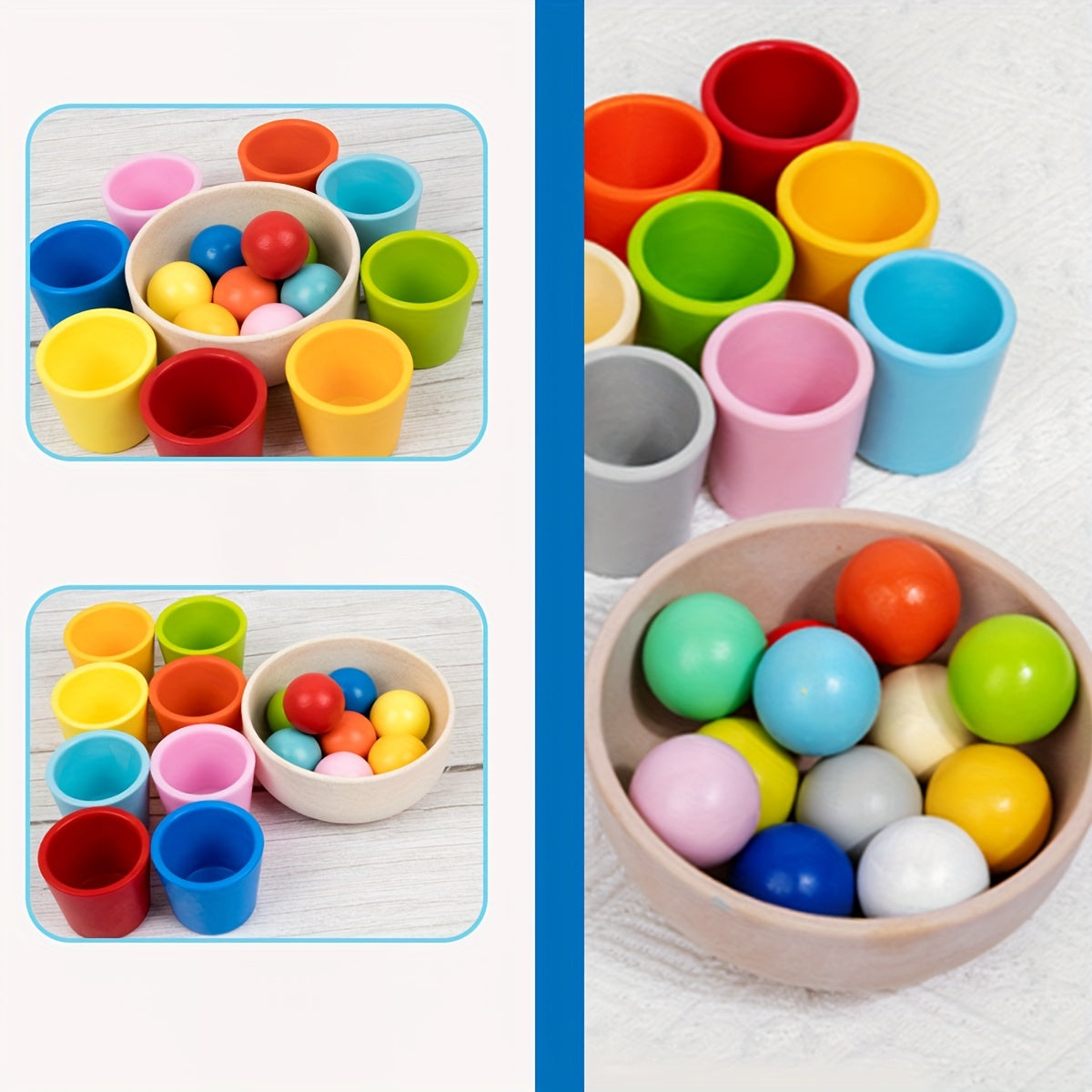 Rainbow Wooden Sorter Game Educational Toy