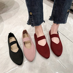 Women's Knitted Slip On Mary Jane Soft Sole Walking Flats