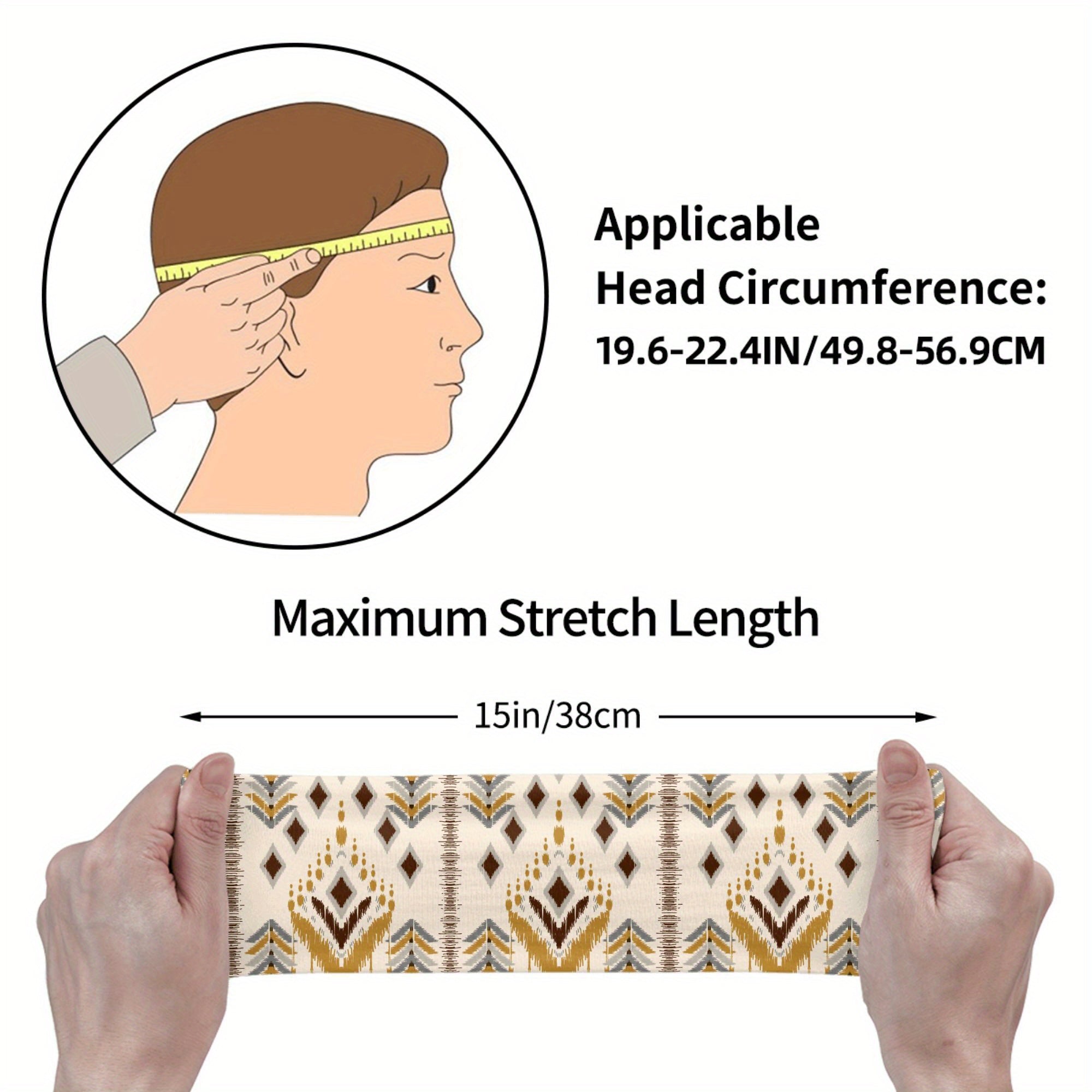 Men's Boho Vintage Headband Non Slip Sweatband for Gym Yoga Everyday
