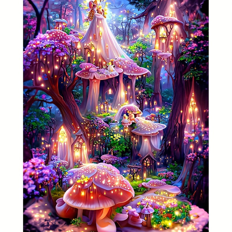 5D Diamond Painting Set Mushroom Room Interior Decoration Kit - 11.8x7.88 Inches