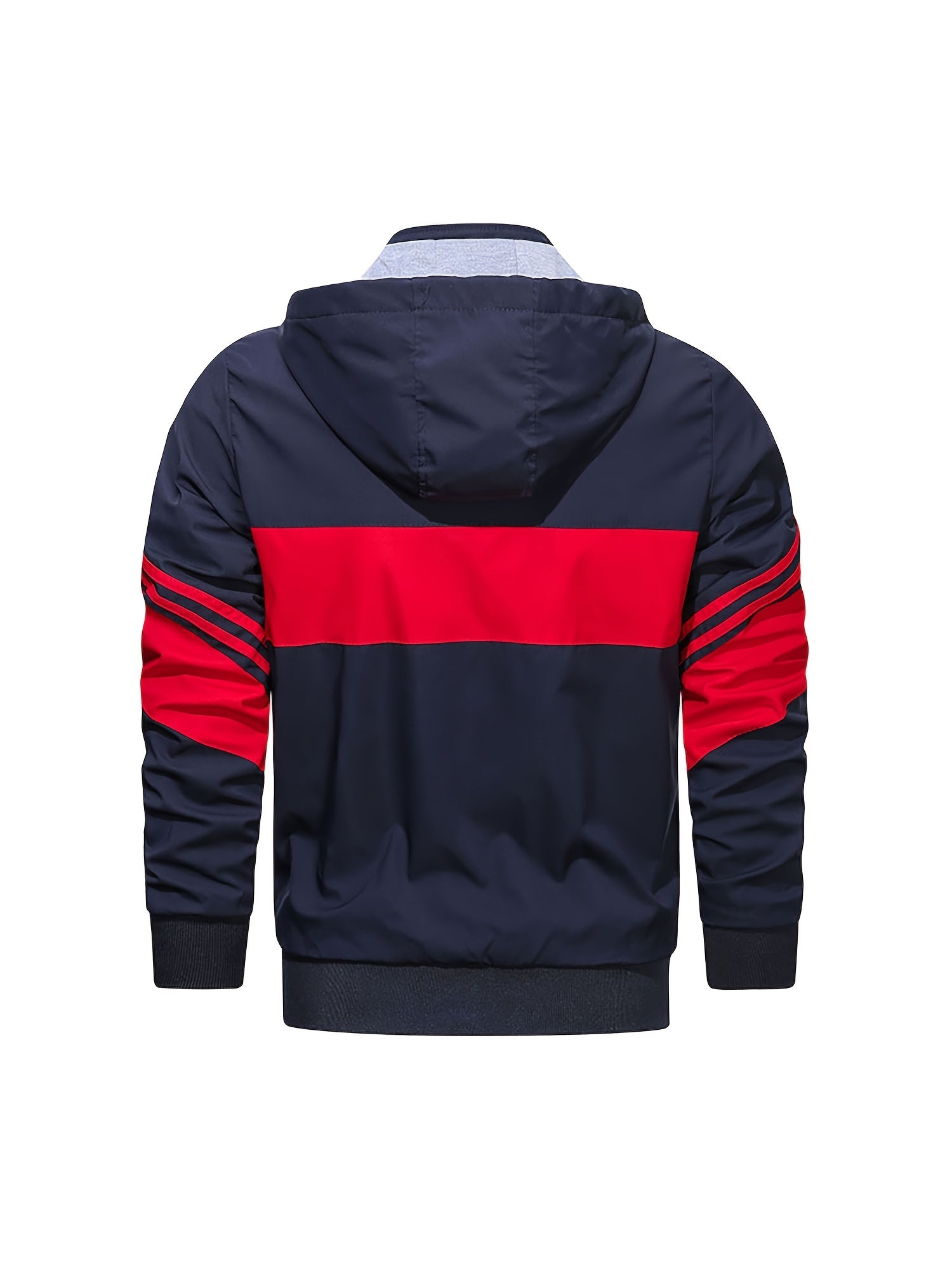 Men's Casual Striped Print Hooded Jacket