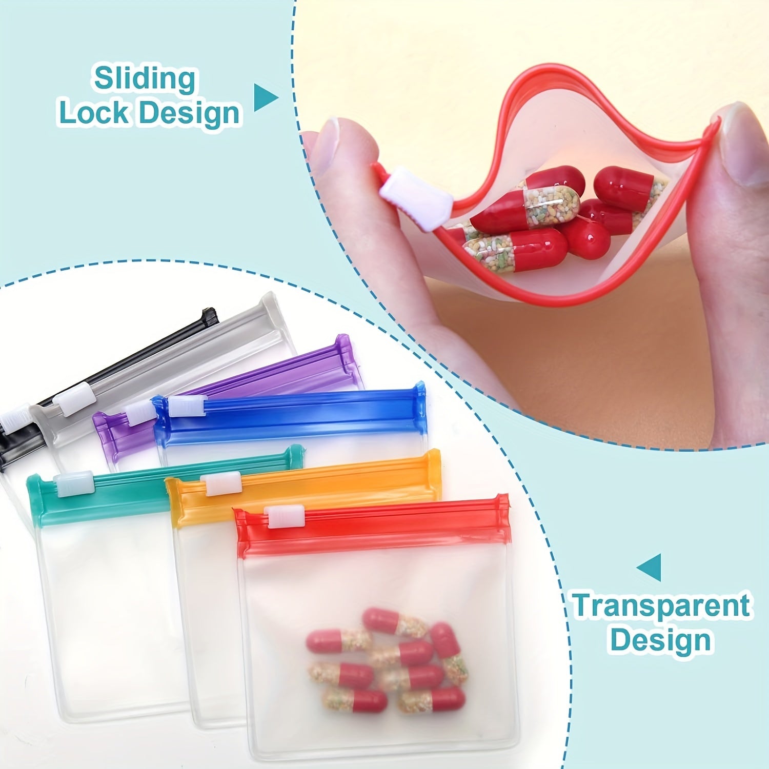 7pcs Pill Pouch Bags Reusable Zippered Medicine Organizer Travel Pill Bags