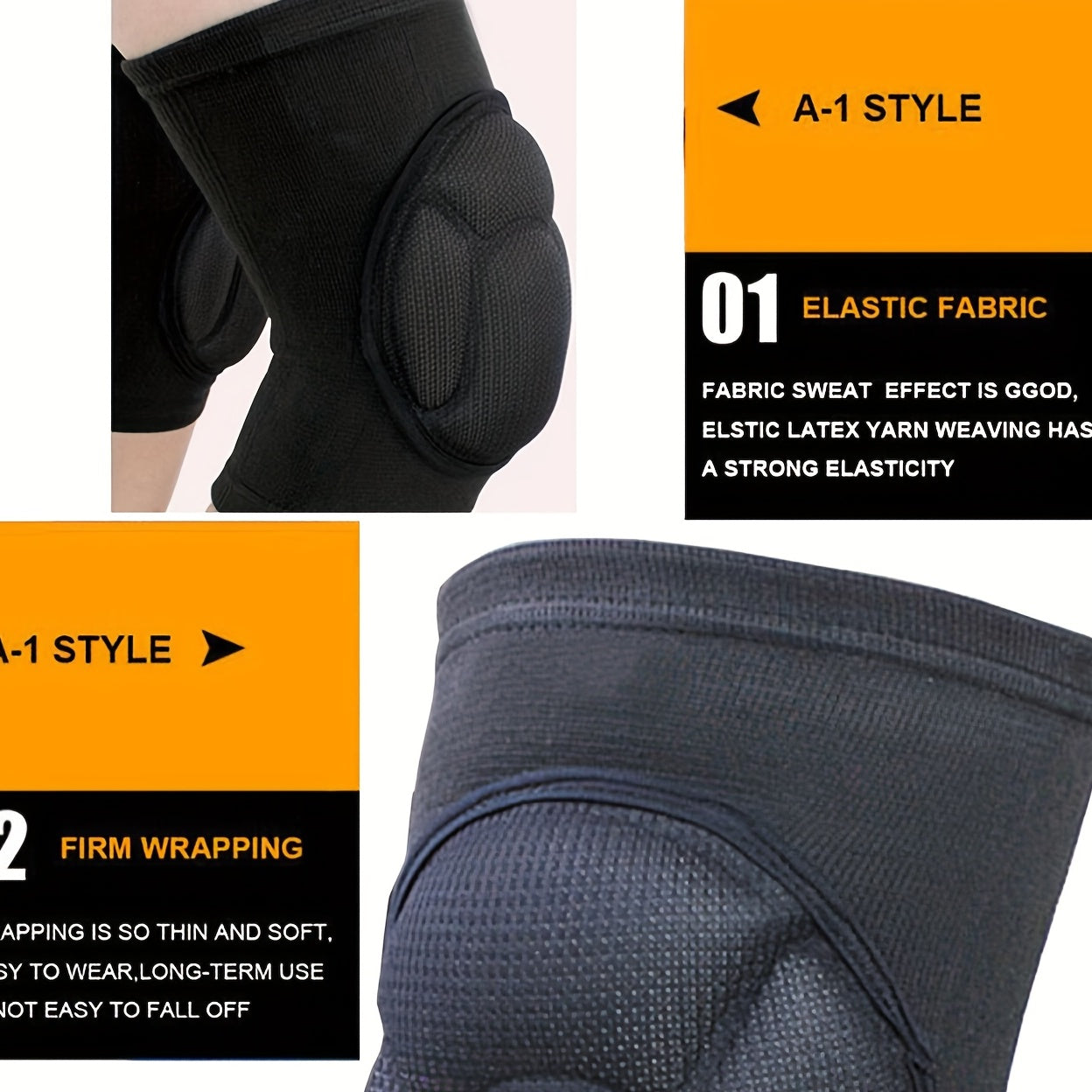 1pair Unisex Thickened Knee Pads for Maximum Protection