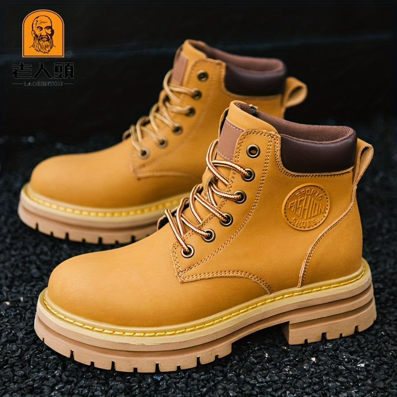 Men's Lace up Service Boots Casual Leather Walking Shoes