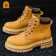 Men's Lace up Service Boots Casual Leather Walking Shoes