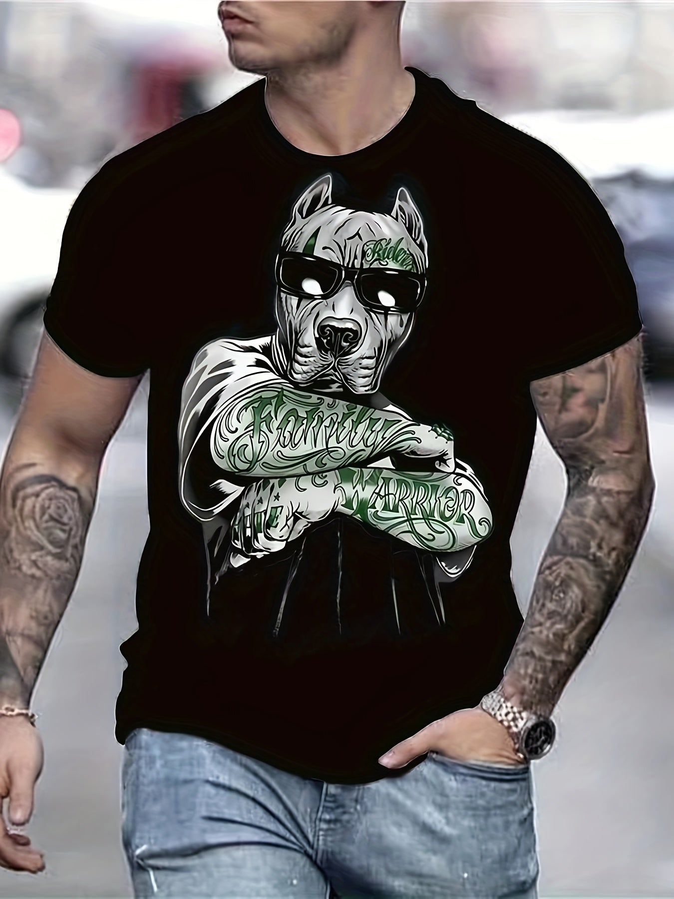 Animal 3D Print Men's Short Sleeve T-Shirt Graphic Tee
