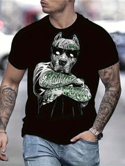 Animal 3D Print Men's Short Sleeve T-Shirt Graphic Tee