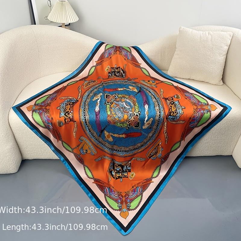 Silk Retro Orange Green Warm Shawl