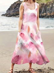 Plus Floral Print Tank Dress with Pockets