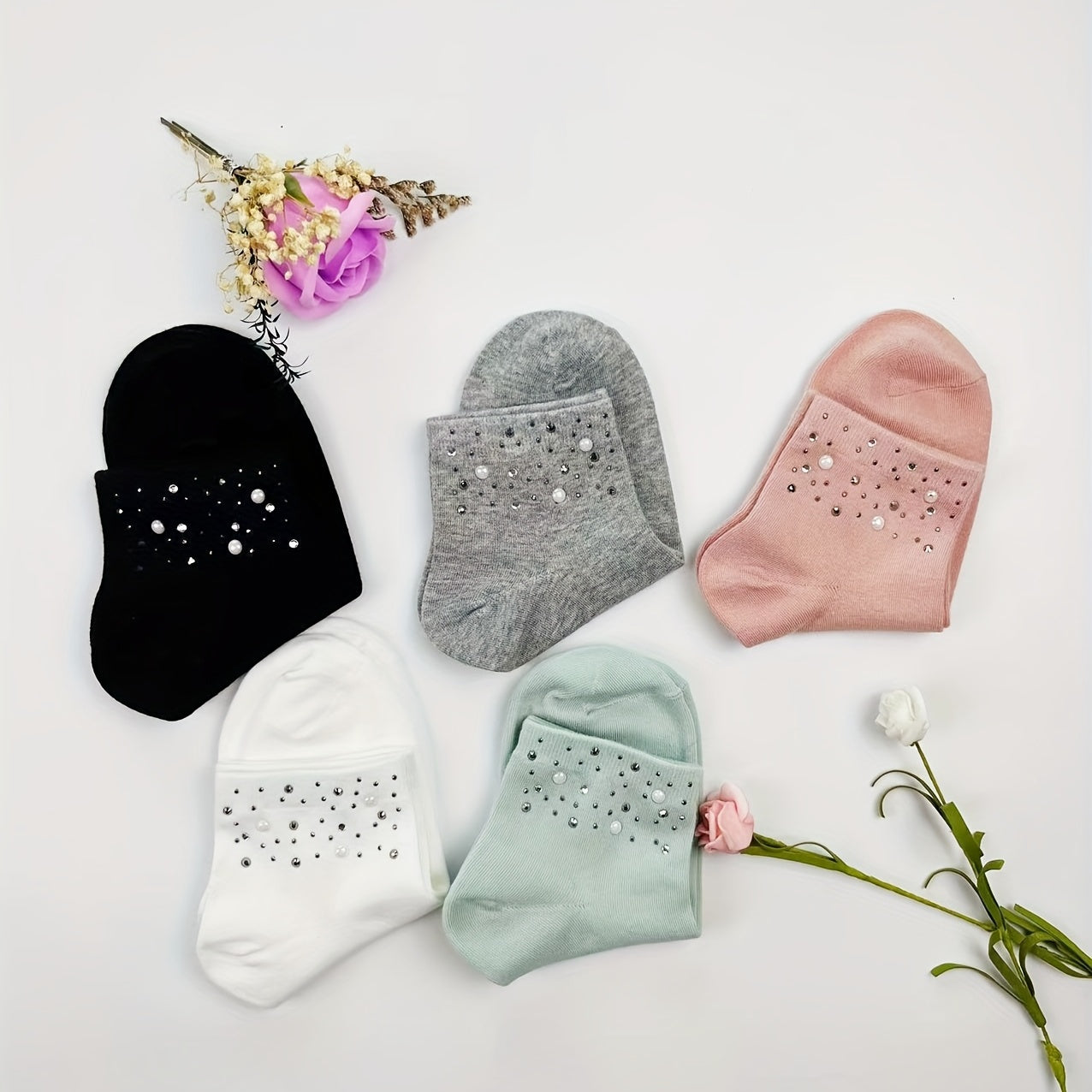 Sparkling Rhinestone Socks for Women