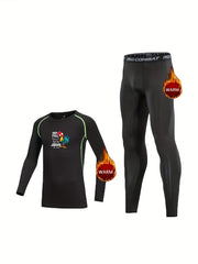 Kids Fleece Lined Rooster Print Compression Set