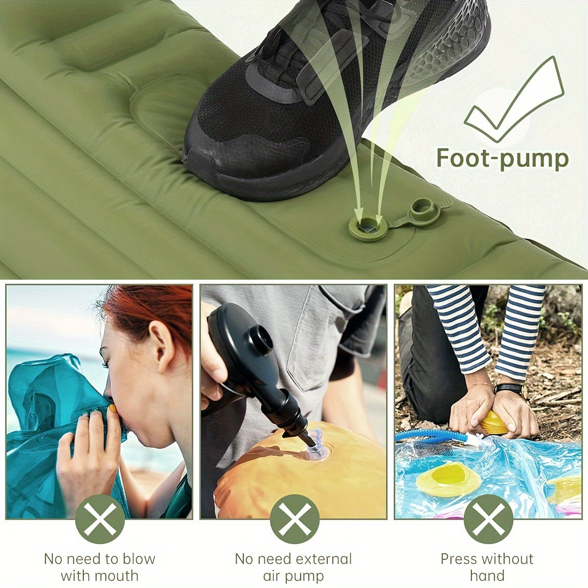 Ultralight Camping Sleeping Mat with Built-in Inflator