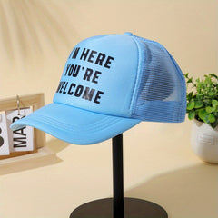 Letter Print Trucker Hat Unisex Cotton Baseball Cap