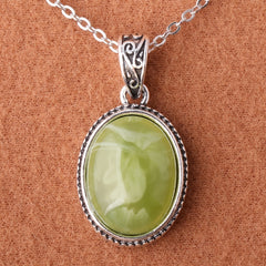 Vintage Oval Side Carved Necklace