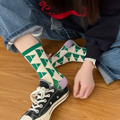 Geometric Print Mid Tube Socks, Set of 3