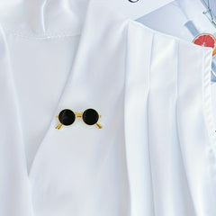Punk Style Mini Sunglasses Brooch Retro Metal Glasses Shaped Pin Men