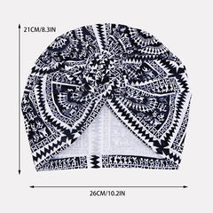 Geometric Print Turban Cap Head Wrap for Women