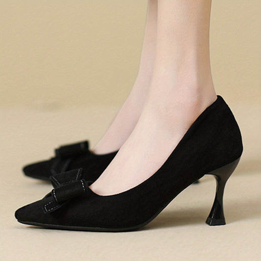 Women's Bowknot Stiletto Heels Slip On Pumps