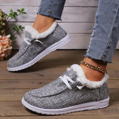 Plush Fur Fleece Lined Flat Skate Shoes