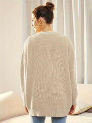  Solid Knit Long Sleeve Button Up Cardigan