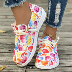 Colorful Pattern Flat Skate Shoes Breathable Lightweight Casual Sneakers