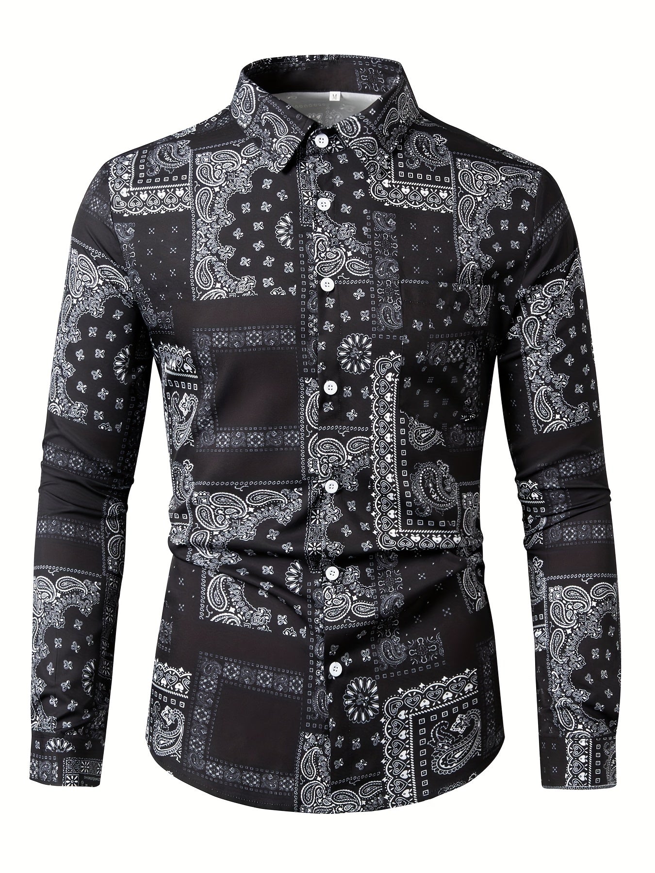 Paisley Full Body Print Men's Button Up Shirt