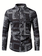 Paisley Full Body Print Men's Button Up Shirt