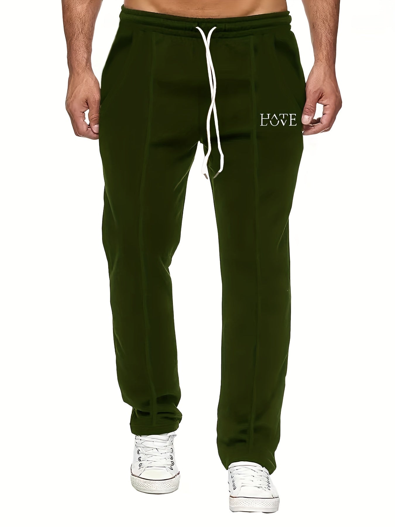 Casual Hate Or Love Letter Print Drawstring Pants