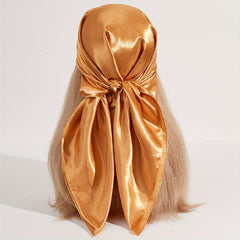 Solid Bandana Silk Satin Square Scarf Head Wrap Neckerchief