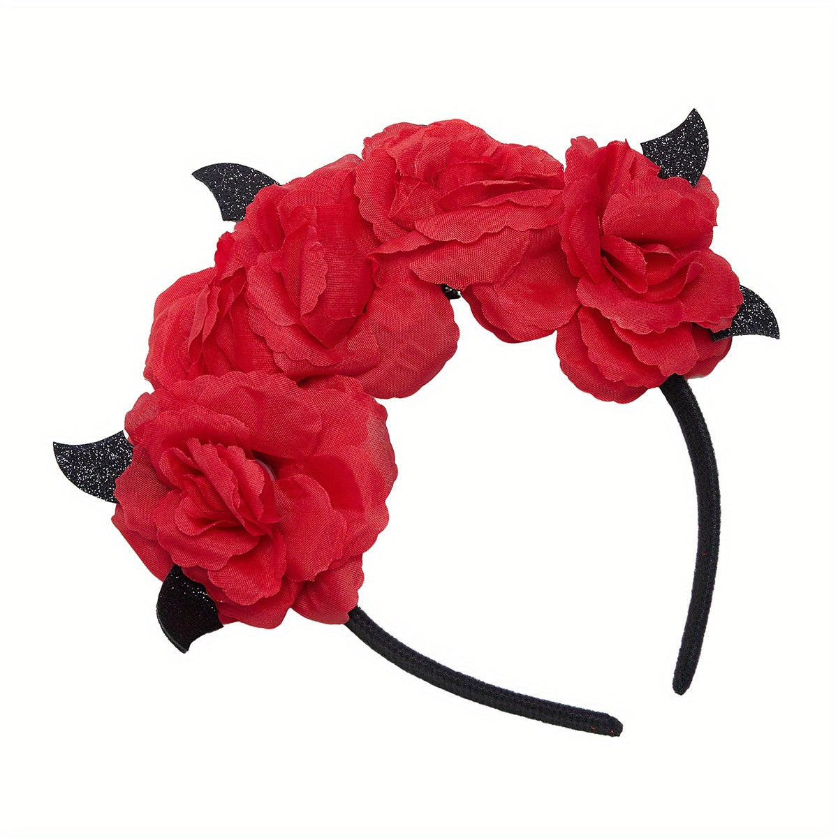 Victorian Rose & Feathered Headpiece Red Flower Soft Pastel