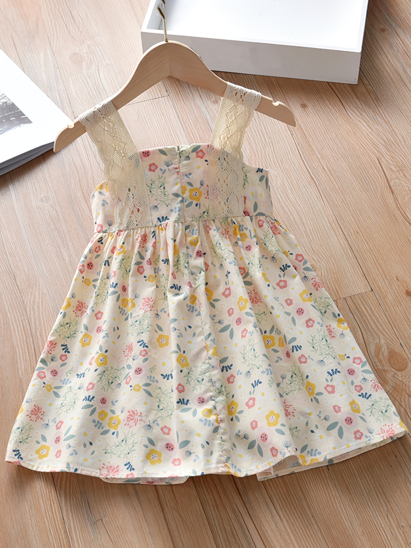 Girls Floral Lace Patchwork Cami Princess Dress Kids Summer Clothes