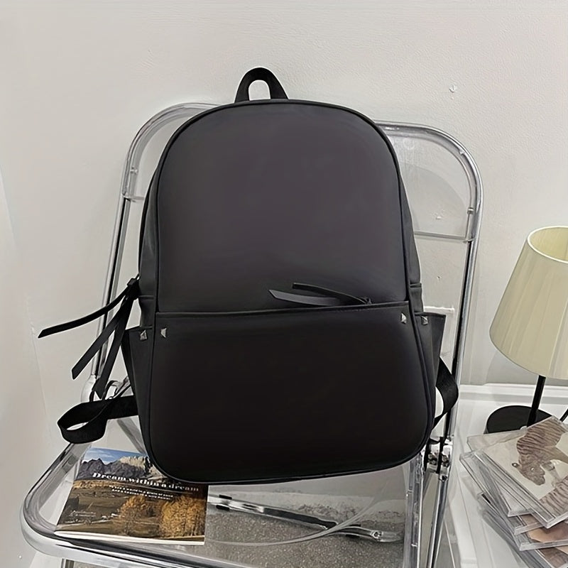 Minimalist Solid Backpack PU Leather Laptop Computer Backpack