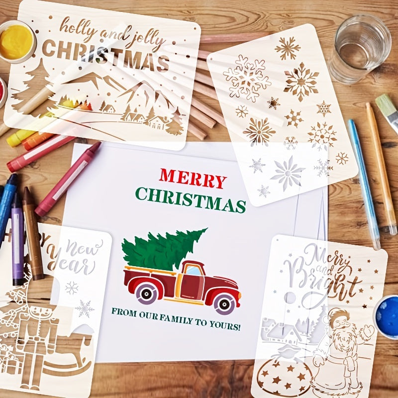 9pcs Big Size Christmas Stencils For DIY Drawing Template