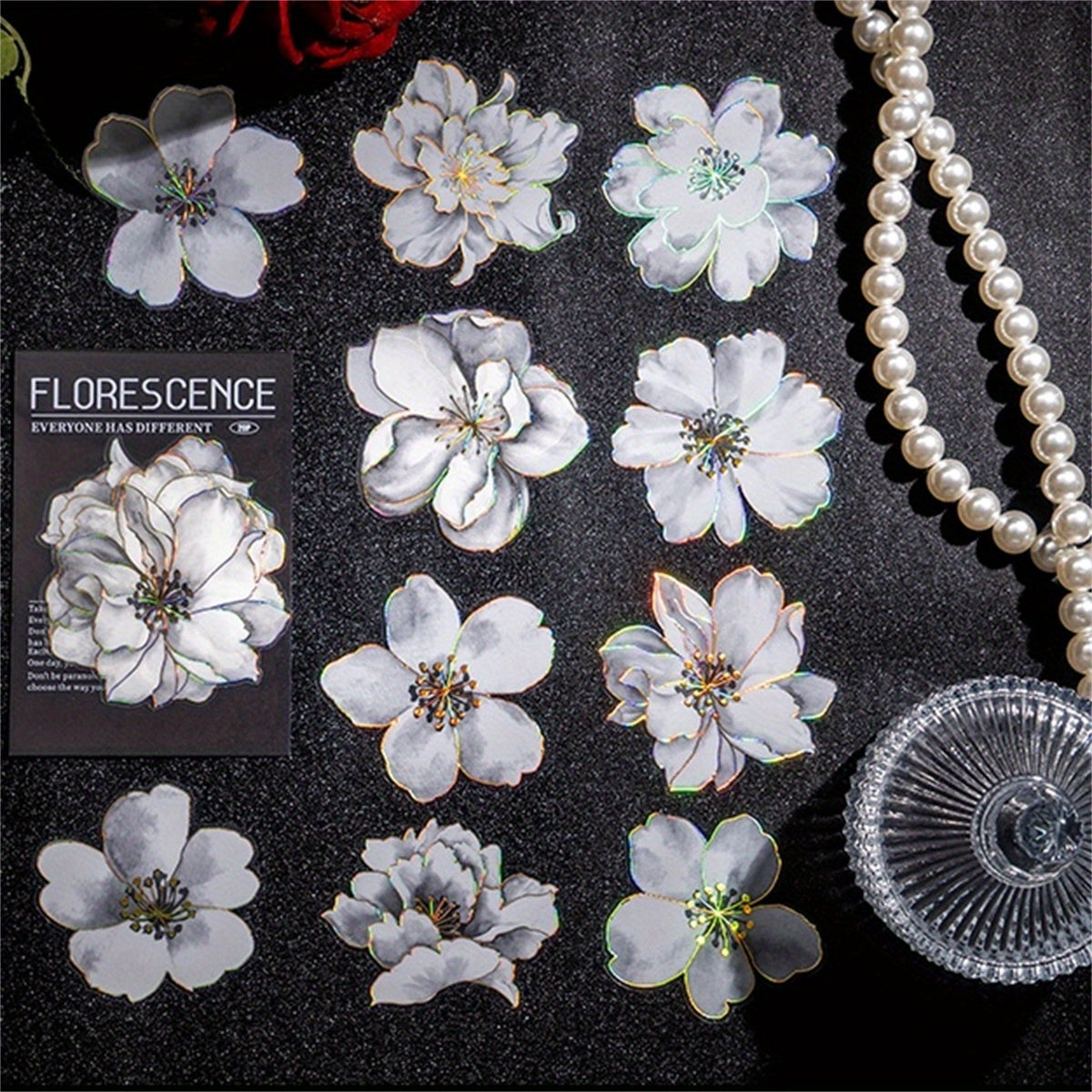 20 Sheets DIY Light Plant Flowers Stickers 9.4cm x 16.2cm