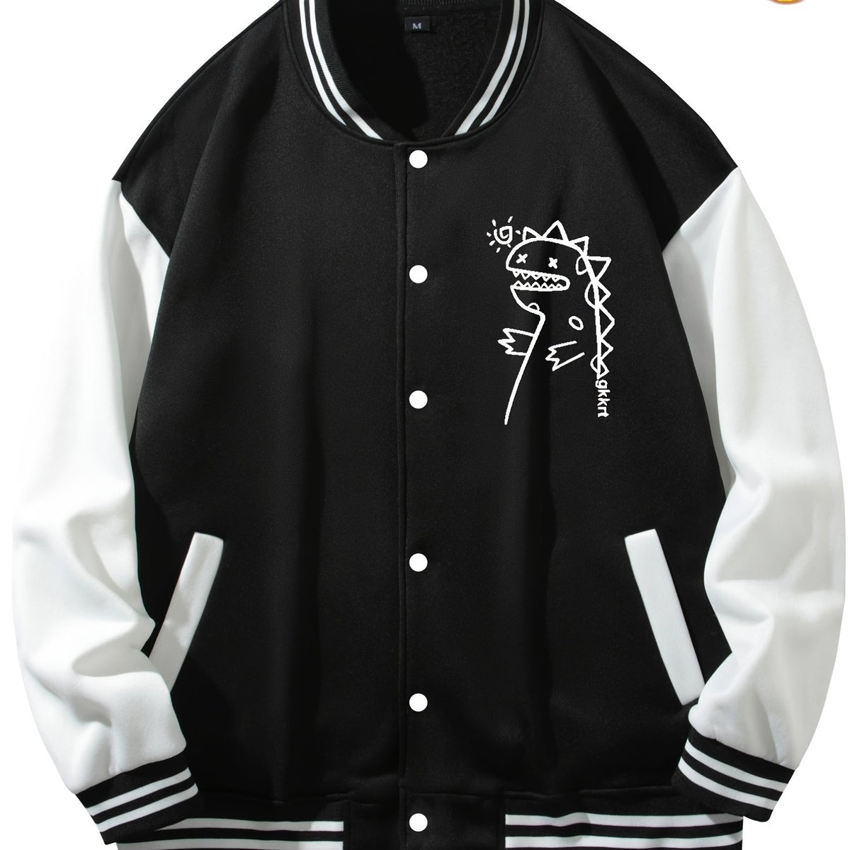 Dino Graphic Print Men's Baseball Jacket