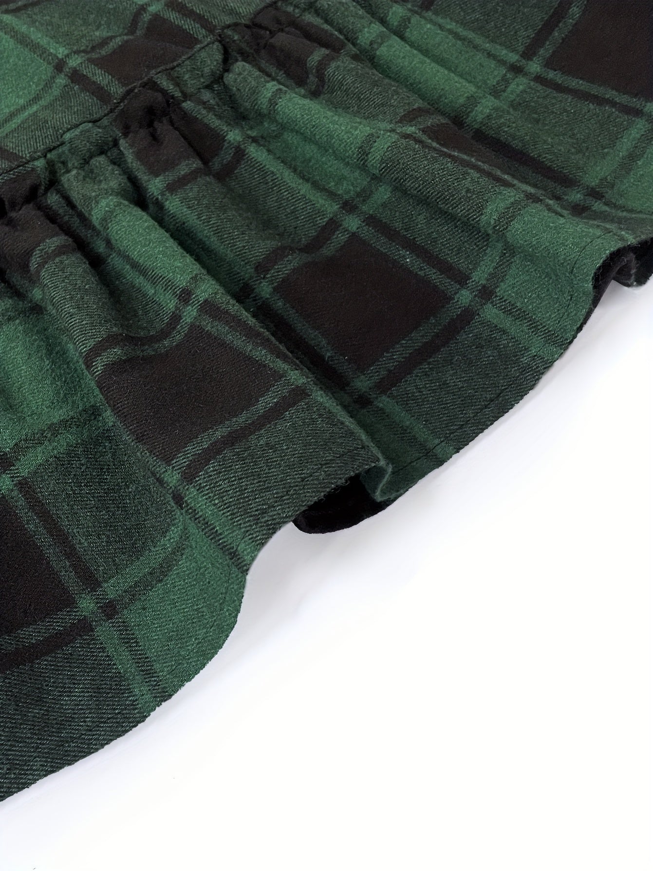  Plaid Print Ruffle Trim A line Maxi Skirt