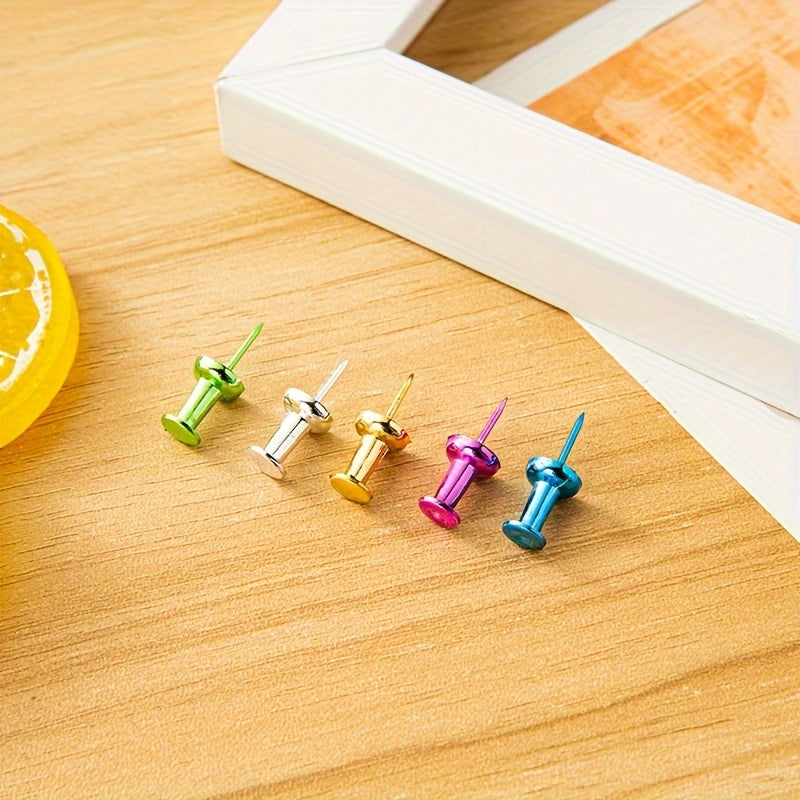 100pcs Colorful Push Pins Standard Plastic Golden Thumb Tacks