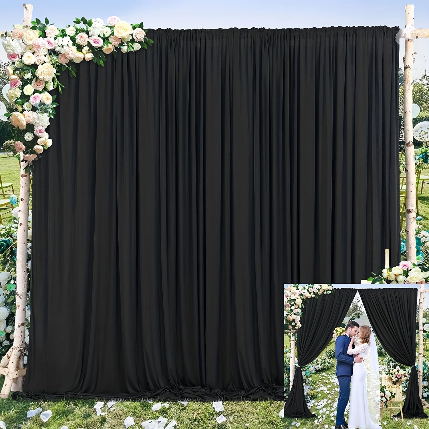 2pcs Rod Pocket Curtains for Weddings Parties and Home Decor