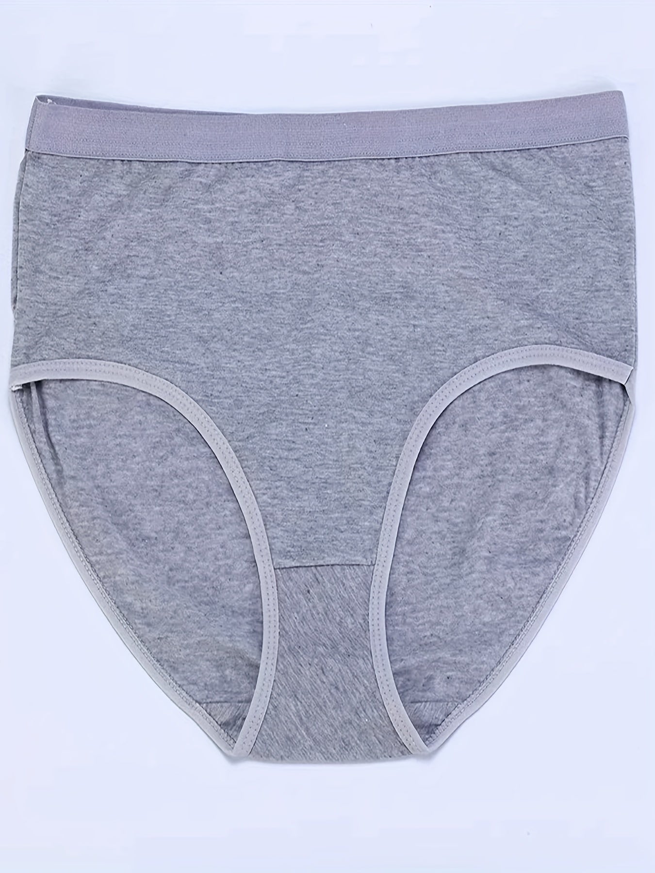4 Pack Plus Size Basic Panties Set Women's Plus Solid Mid Waist