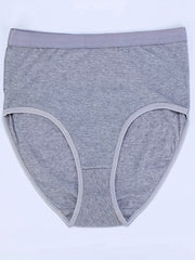 4 Pack Plus Size Basic Panties Set Women's Plus Solid Mid Waist
