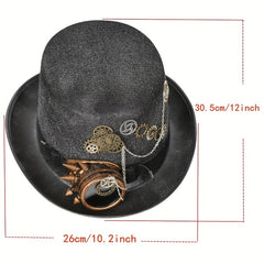 Steampunk Topper Silver Eyeglass Chain Fedora Hat
